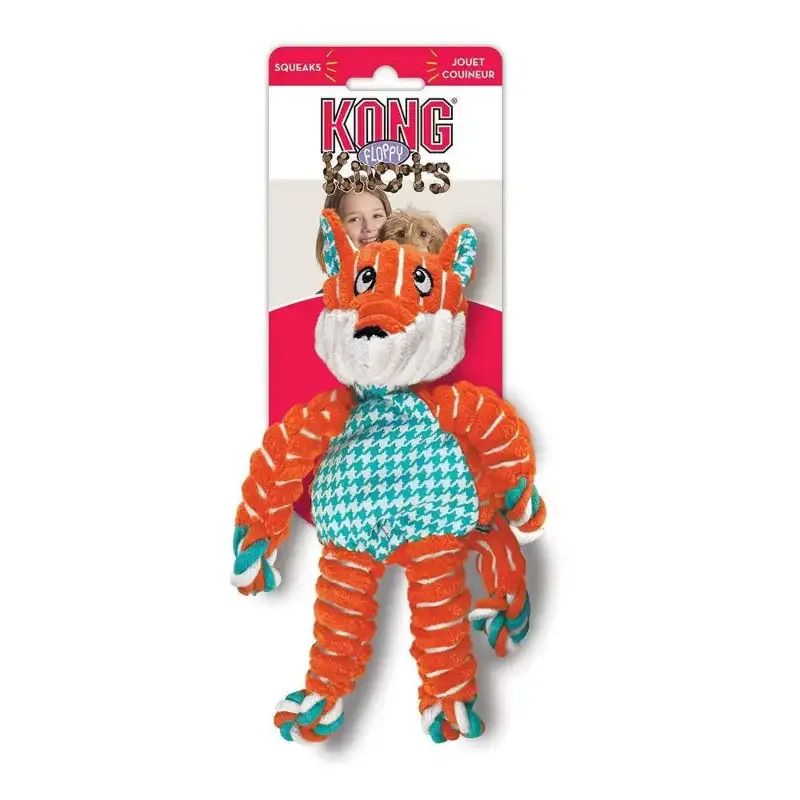KONG Floppy Knots Fox S/M – slitesterk og myk hundeleke