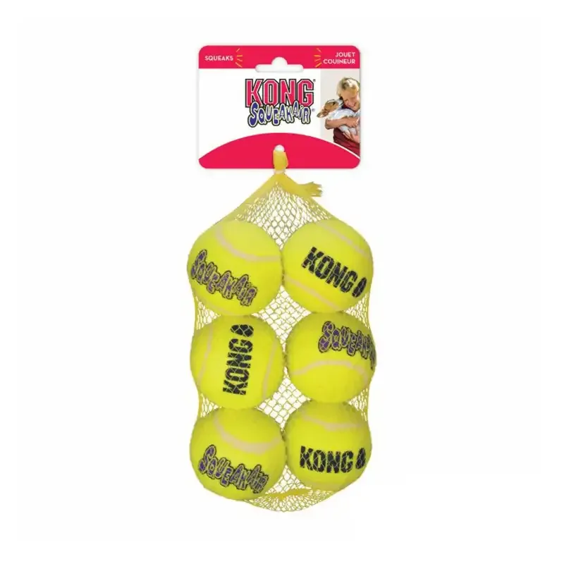 KONG SqueakAir Balls 6pack Gul Medium