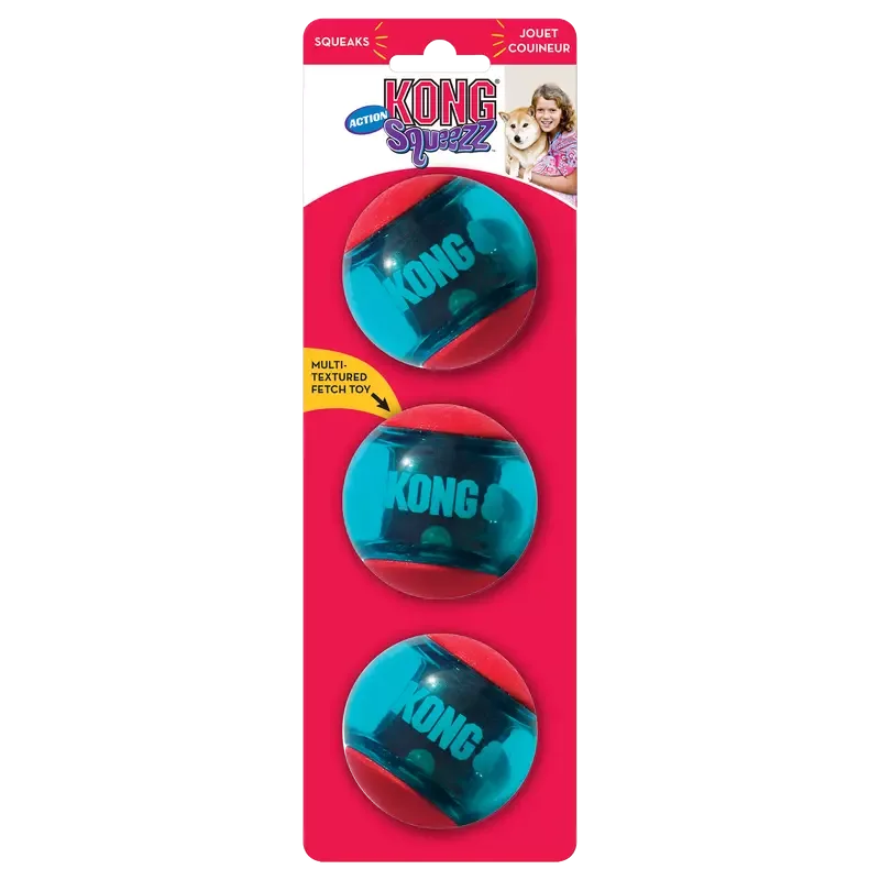 KONG Squeezz Action Red ball M 3pk