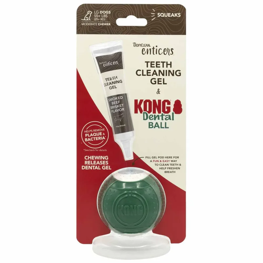 KONG Tropiclean Enticers Dental Ball med tannrensgel til hund