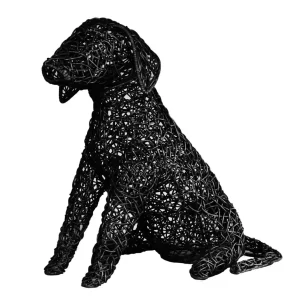 Lamp Dog Rattan finely woven Black (L)