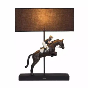Lamp jumping horse with rider
