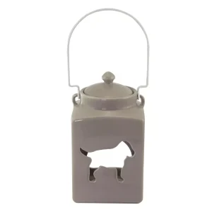 Lantern ceramic taupe rectangular