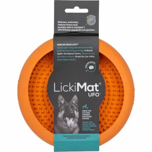 Lickimat Hundeskål Ufo oransje m/sugekopper