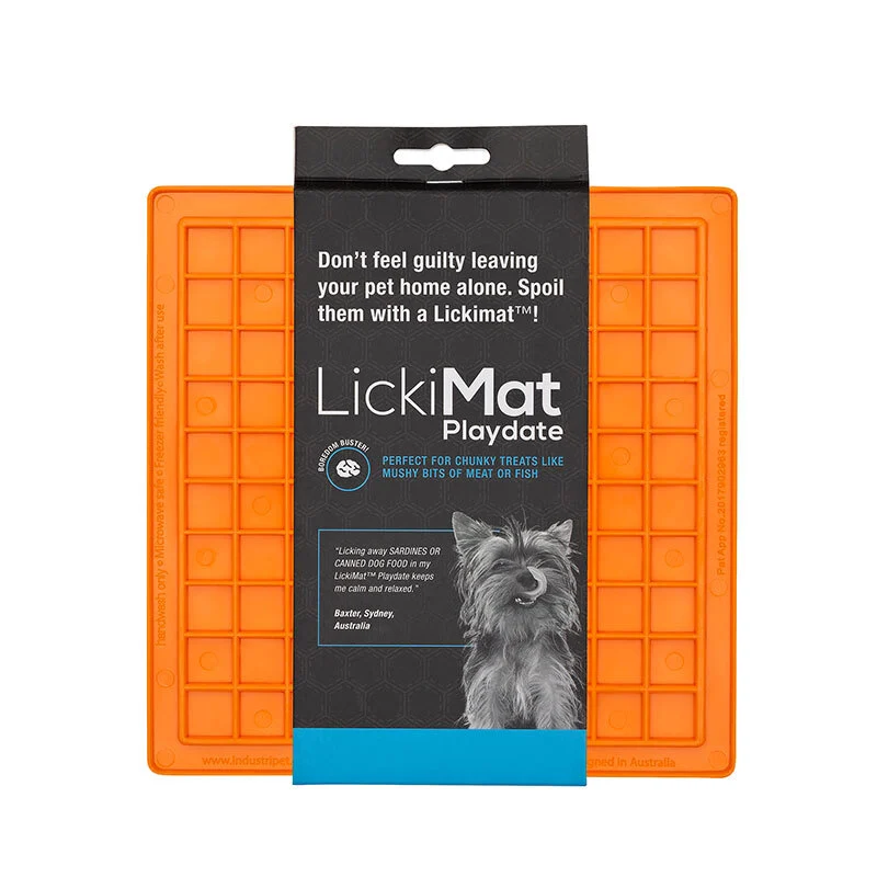 LICKIMAT Playdate, Gummimatte, 20x20cm. Orange
