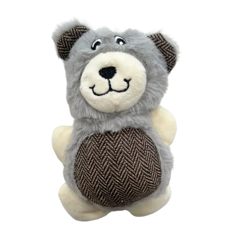 Liten grå bamse med knirk, 25 cm