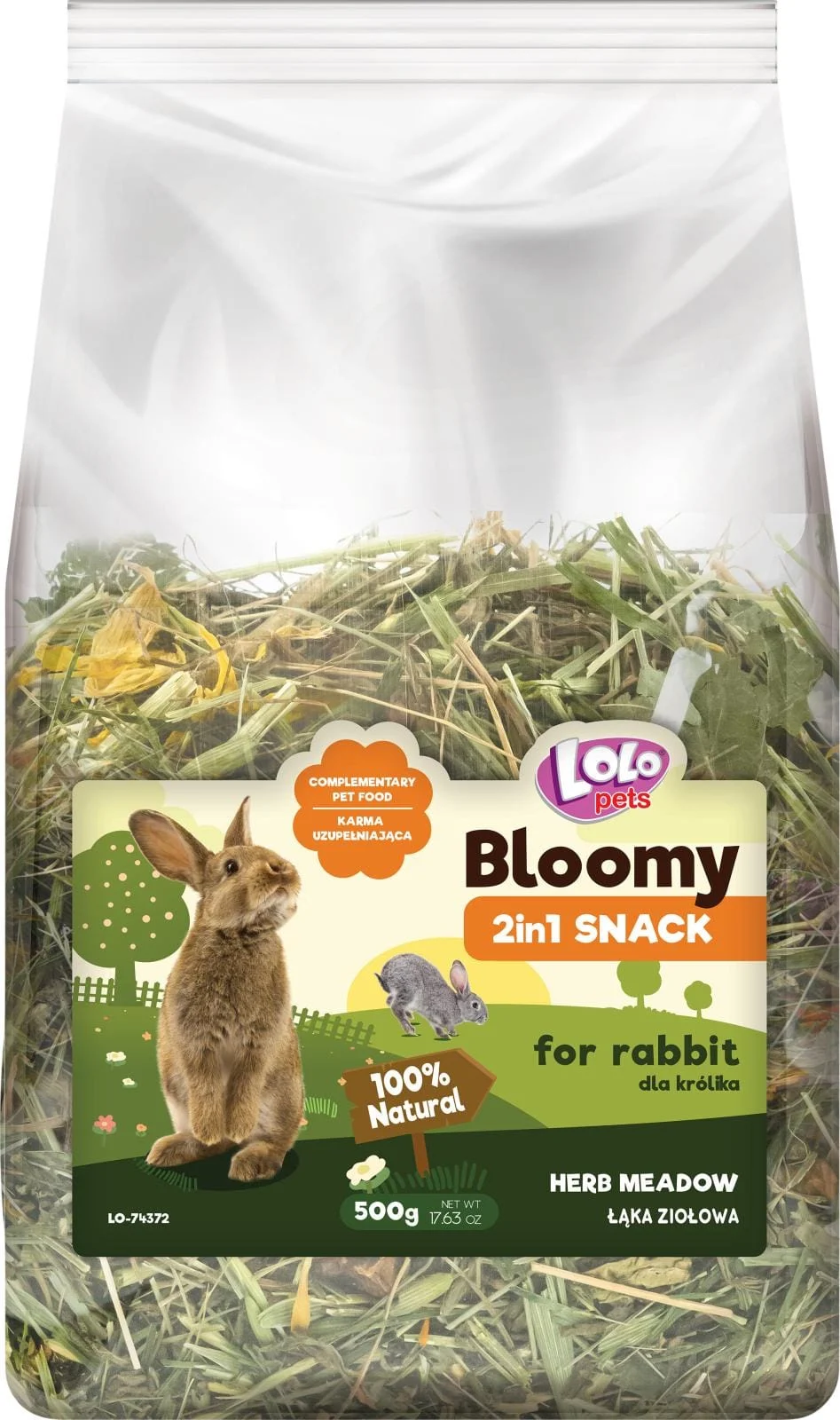 LoloPets Bloomy 2in1 Snacks Urteeng Kanin 500g