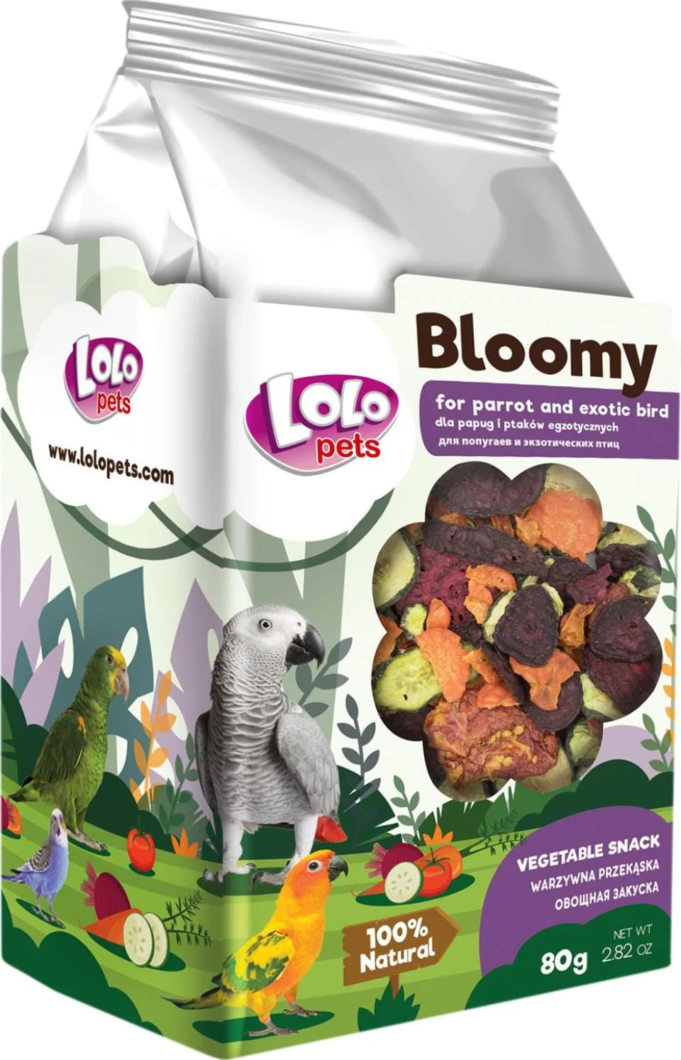 LoloPets Bloomy Grønnsakssnacks til fugl 80g