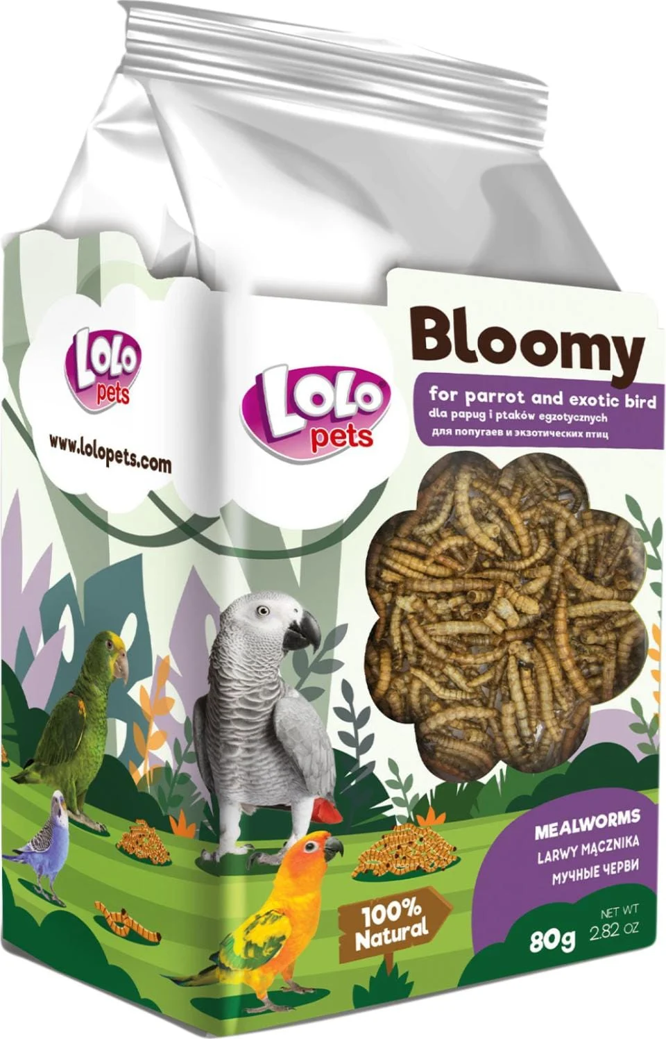 LoloPets Bloomy Melormer til fugl 80g