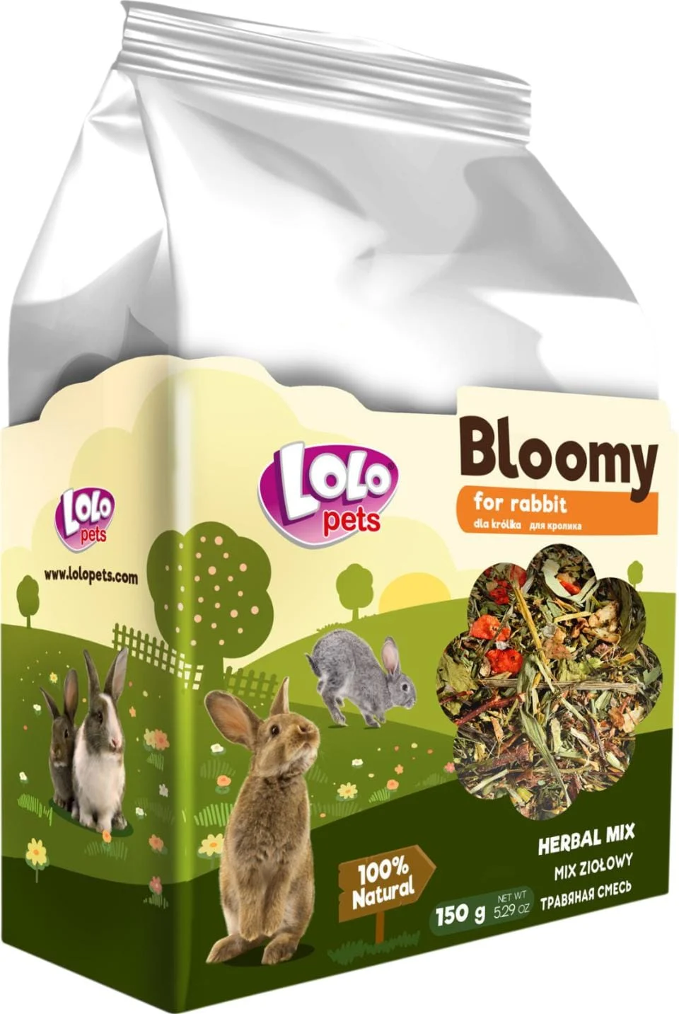 LoloPets Bloomy Urtemiks Kanin 150g
