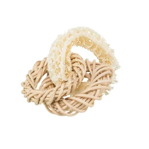 Loofah Ring With Rattan And Corn Leaf Ring, Ø 13 Cm
