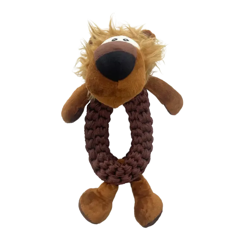 Løvebjørn med ring i tau, 30 cm