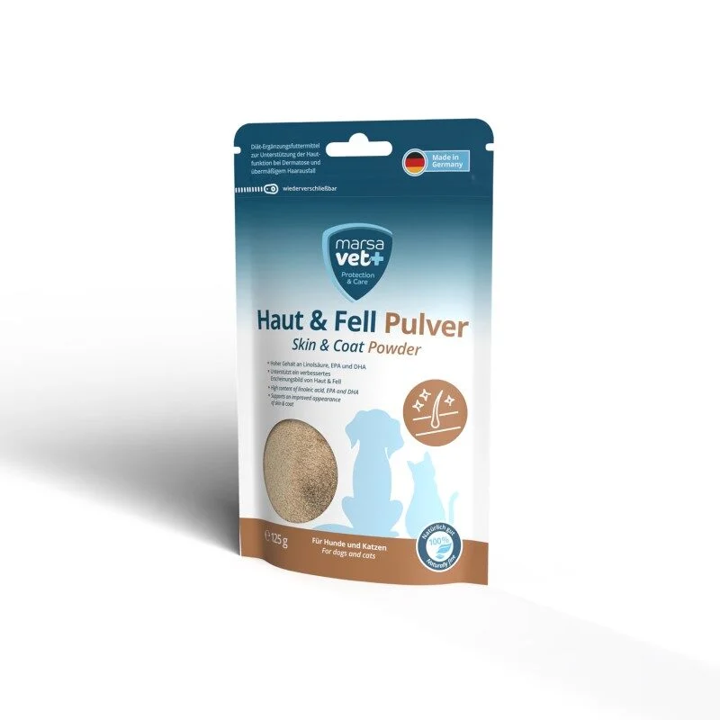 MarsaVet Hud- og Pelspulver for Hunder og Katter 125gr