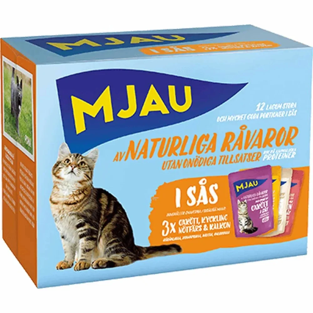 Mjau porsjonsposer multipack – kjøttsmaker i saus (12 × 85 g) - Image 2