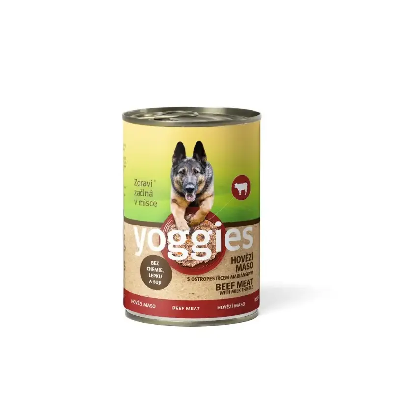 Monoprotein STORFEKJØTT med mariatistel – våtfôr YOGGIES hund