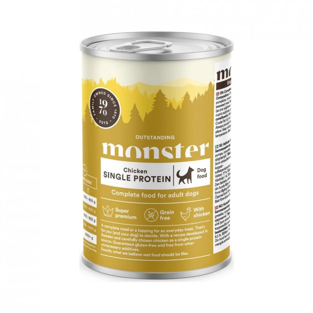 Monster Adult Dog Single Chicken can 400g
