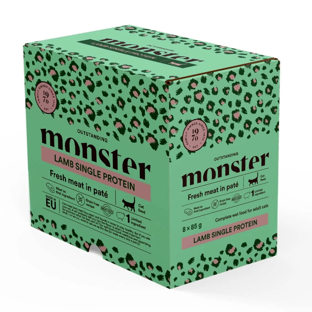 Monster Cat Adult Lamb Pouches 8x85g