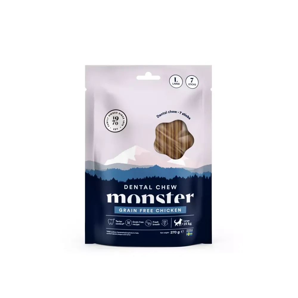 Monster Dental Chew Grain Free Chicken Large Weekpack