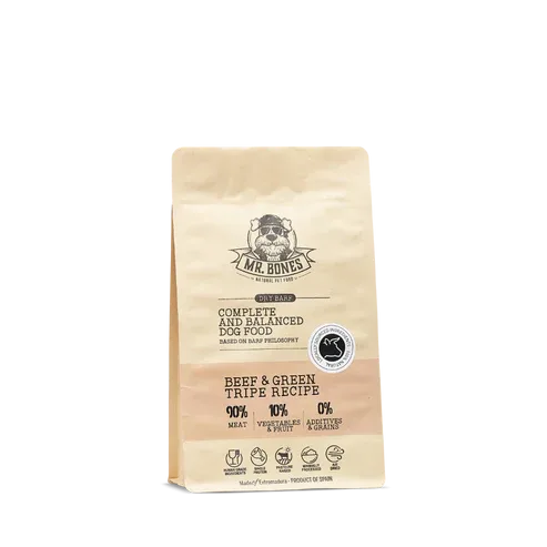 Mr. Bones Dry BARF Beef with Green tripe recipe 450g