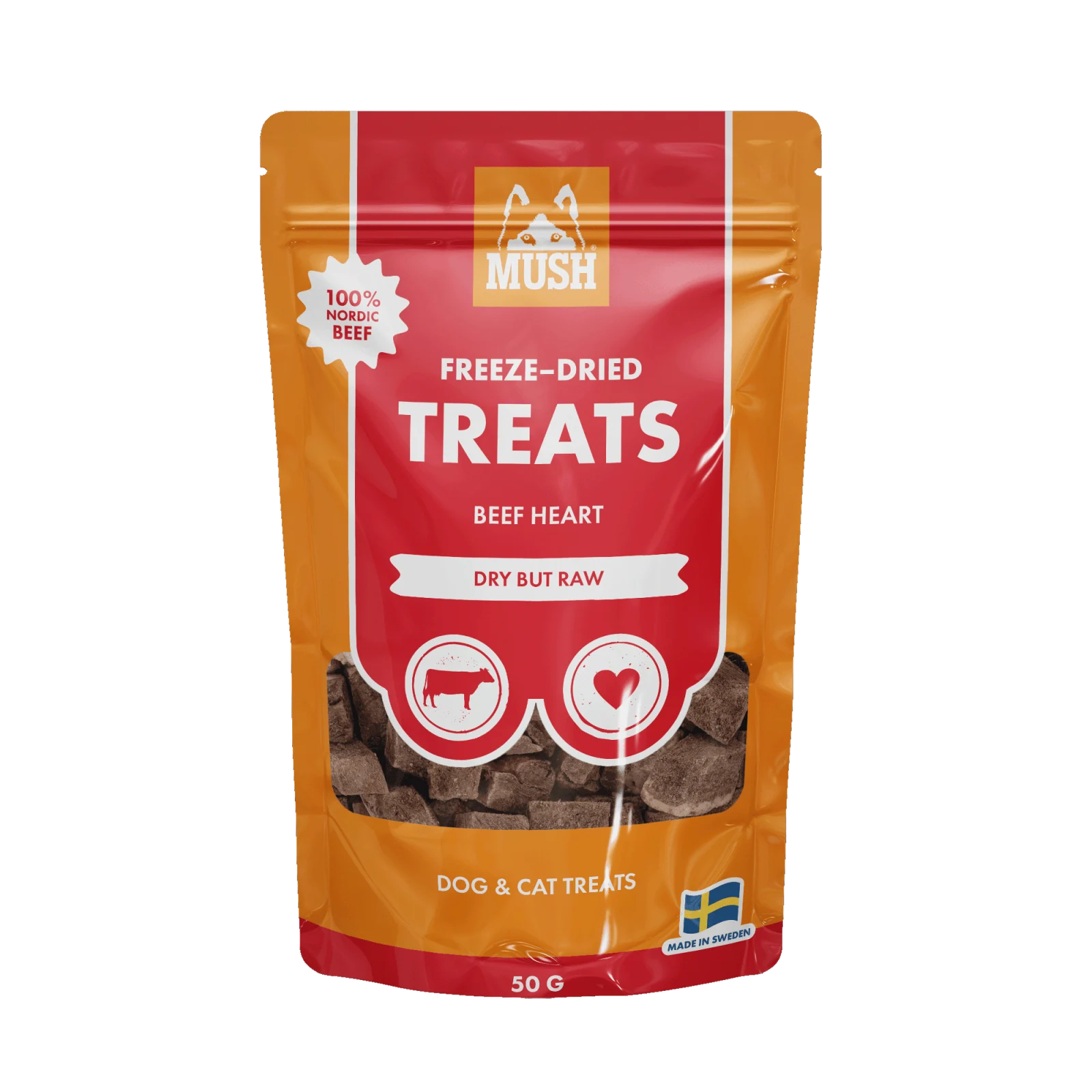 MUSH Freeze-dried Treats Storfehjerte 50g