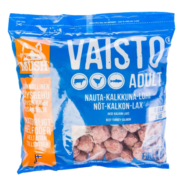 MUSH Vaisto Blå Storfe, Kalkun og Laks 3 kg Kjøttboller