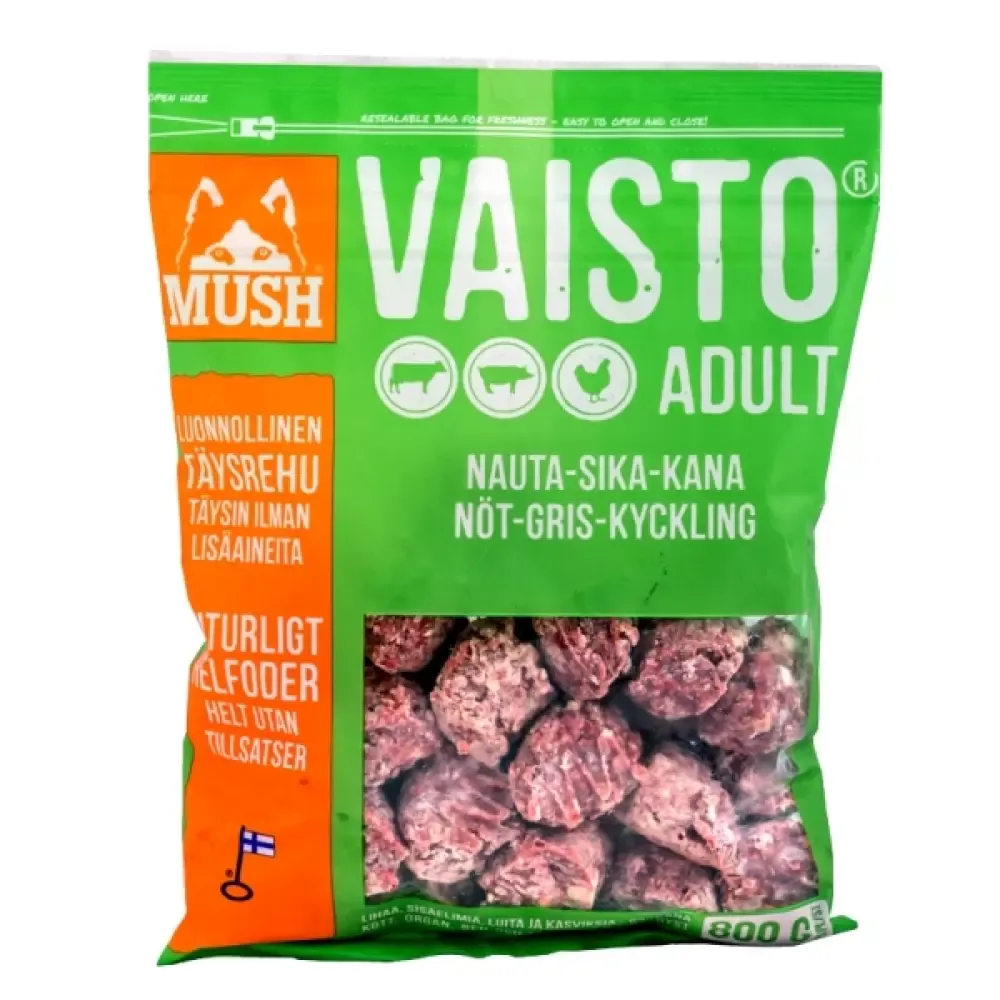 MUSH Vaisto Grønn Starter Okse-gris-kylling-måltid 800g