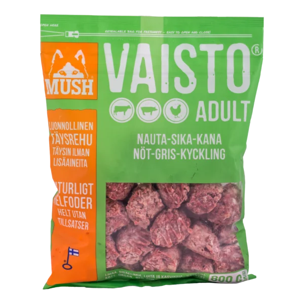 MUSH Vaisto Grønn Storfe-Svin-Kylling Adult 800gr Kjøttboller - Image 2