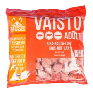 MUSH Vaisto Rød- 3kg – kjøttboller – Naturlig – komplette måltid til hund!