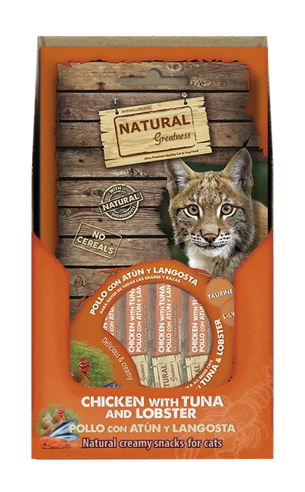 Natural Greatness kremet kattegodbit – Kylling-Tunfisk-Hummer