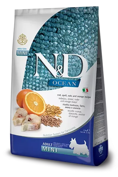 N&D OCEAN DOG COD, SPELT, OATS & ORANGE ADULT MINI 7 KG