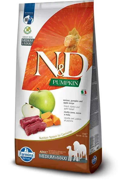N&D Pumpkin Dog Venison & Apple Adult Medium Maxi 12 Kg