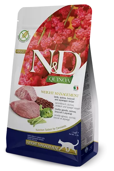 N&D Quinoa Cat Weight Management, Lamb & Broccoli Adult 1,5 Kg