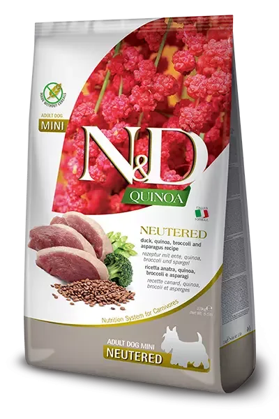 N&D Quinoa Dog Duck, Broccoli & Asparagus Neutered Adult Mini 2,5 Kg