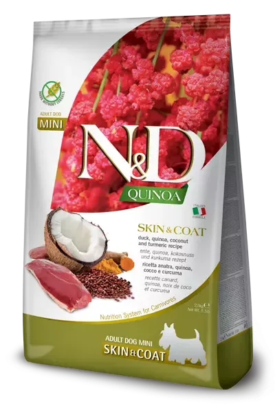N&D Quinoa Dog Skin & Coat, Duck & Coconut Adult Mini 2,5 Kg