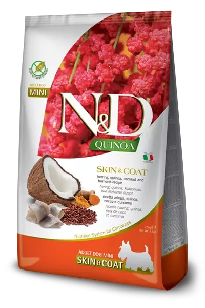 N&D Quinoa Dog Skin & Coat, Herring & Coconut Adult Mini 2,5 Kg