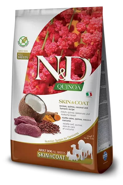 N&D Quinoa Dog Skin & Coat, Venison & Coconut Adult Medium & Maxi 7 Kg