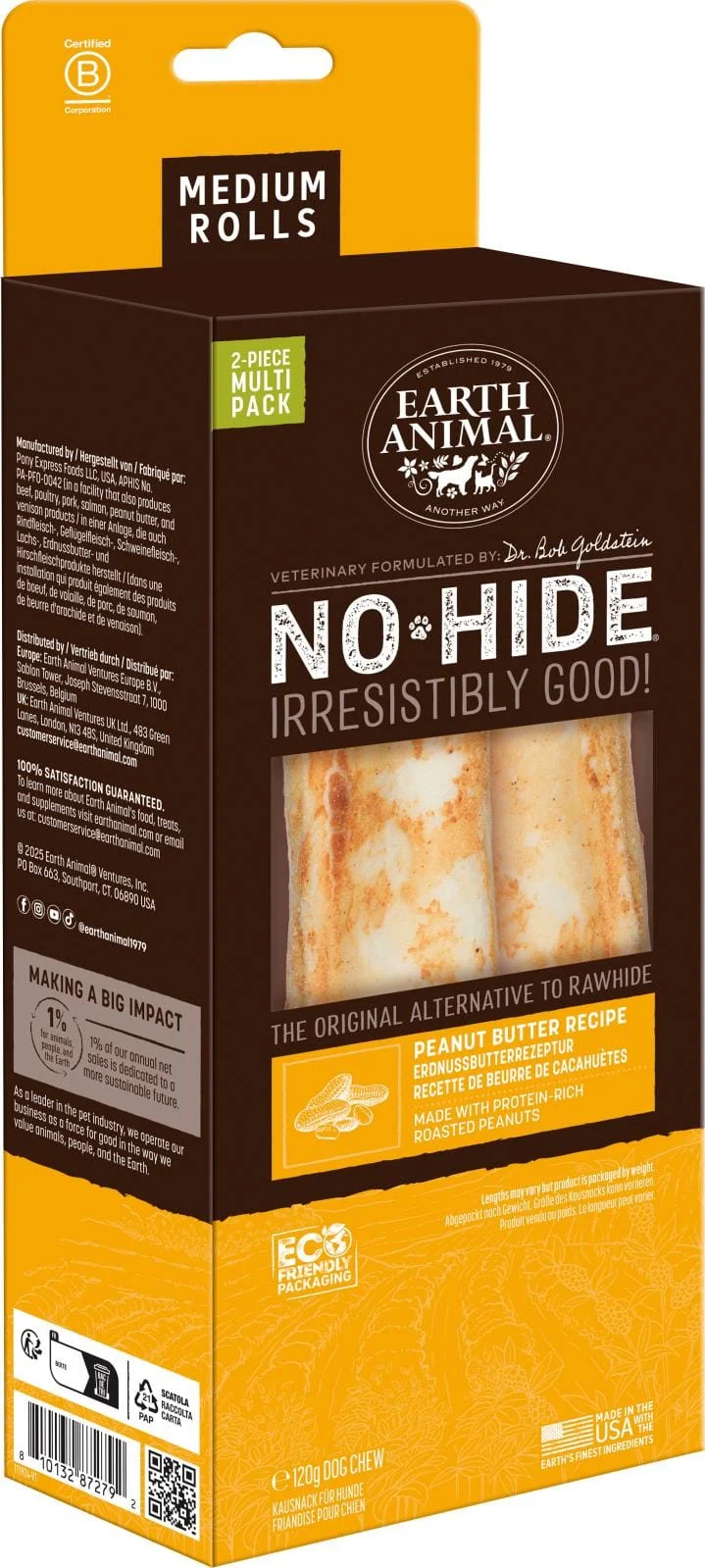No-Hide Peanut Butter Chew M ca 18cm 2pk