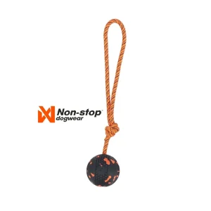 Non-Stop Dog Ball On Rope Orange/Black 60X60 Mm