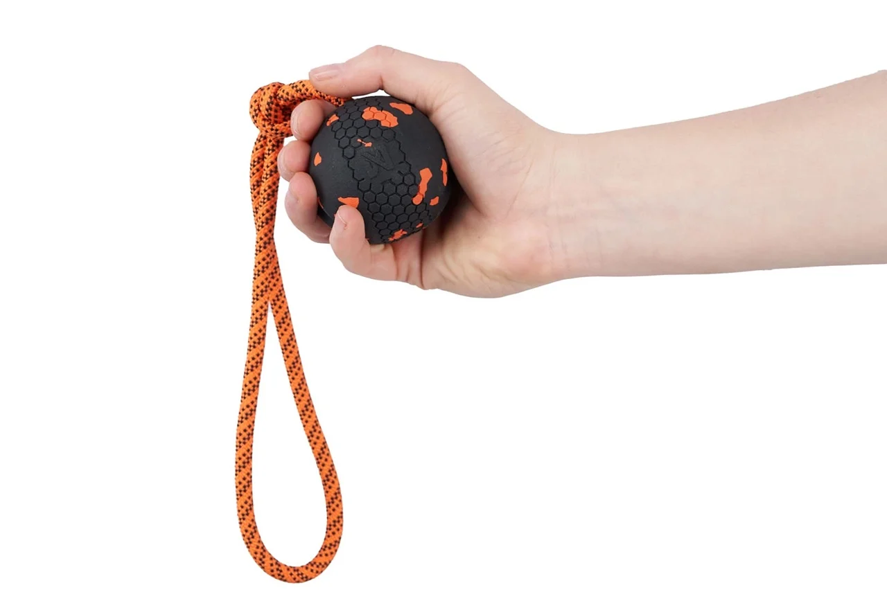 Non-Stop Dog Ball On Rope Orange/Black 60X60 Mm - Image 2