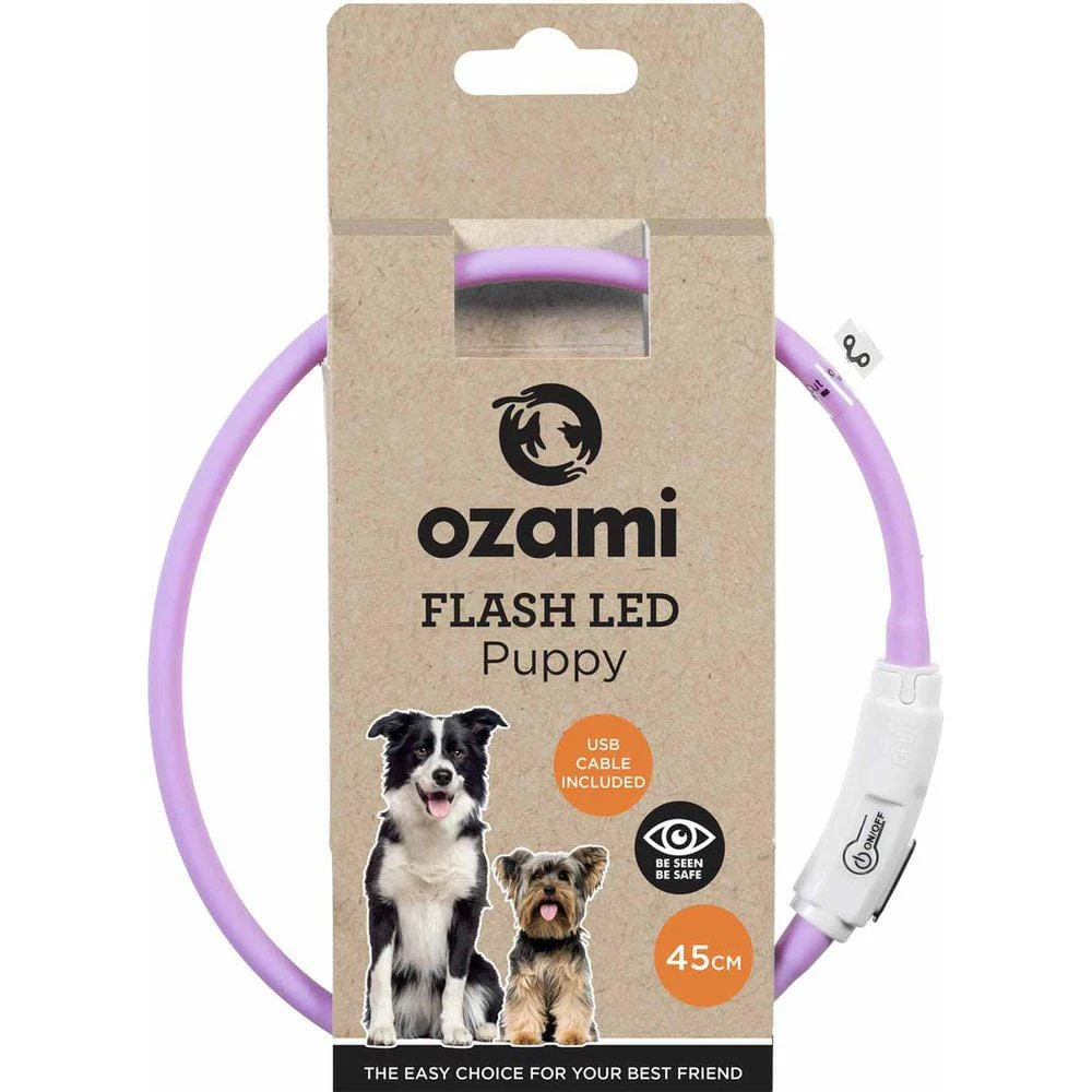 Ozami Halsbånd Flash Puppy Led Lilla 45cm