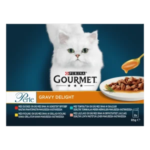 Perle Gravy Delight V氓tf么r for katt 8x85g