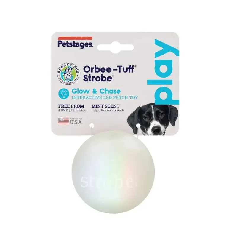 Planet Dog Strobe Ball Hvit med farget LED lys
