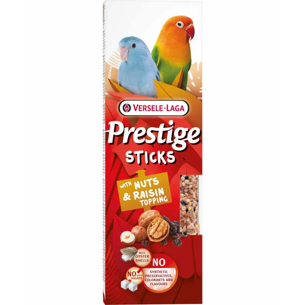 Prestige Sticks Lessons/dvergpapegøye Nøtter & Rosiner 60g