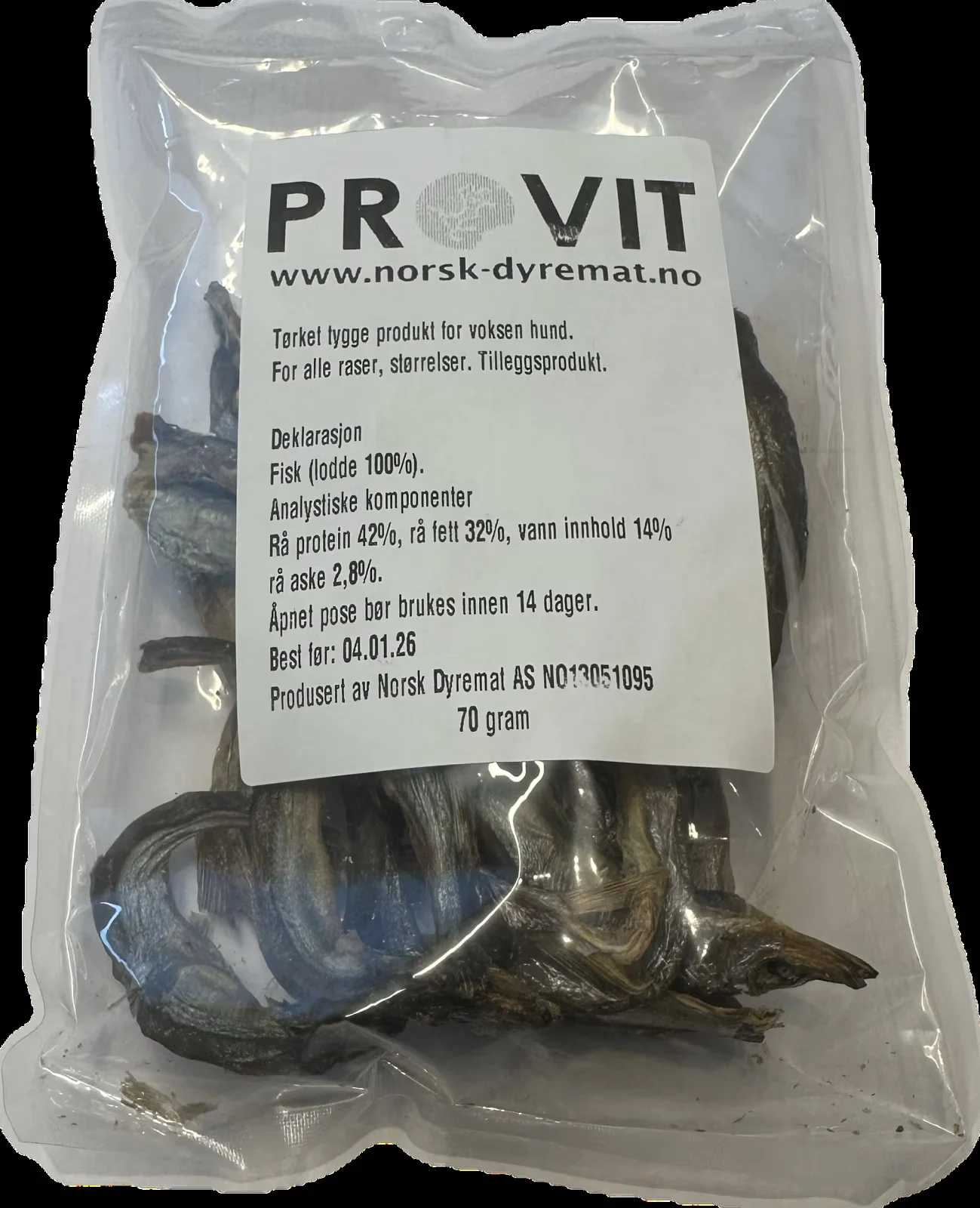 Provit tørket Lodde Fisk 70g