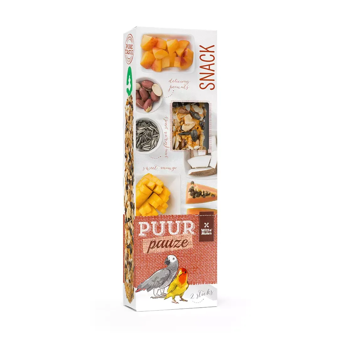 Puur Sticks Dvergpapegøye/Papegøye M/Papaya & Kokos 2Stk 140G