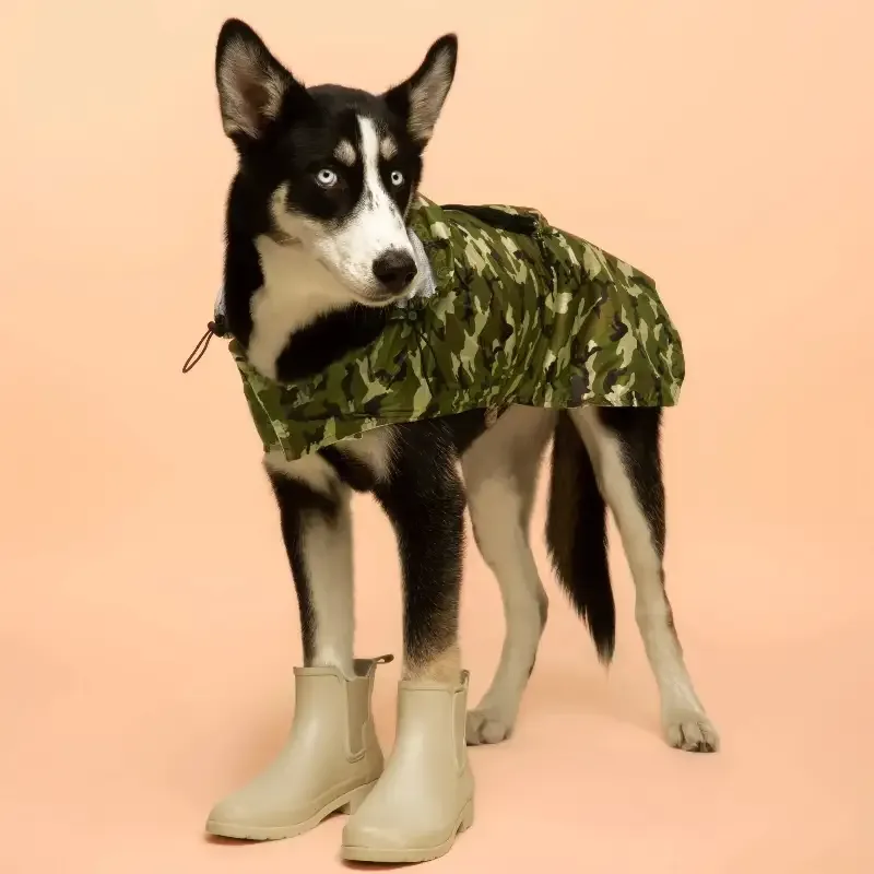 Regnjakke til hund sammenleggbar – kamuflasje