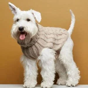 Ribbestrikket hundegenser 100% ull – Beige