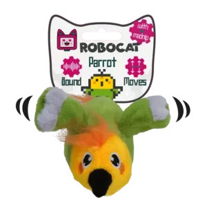 Robocat Parrot Interaktiv Katteleke – Bevegelig papegøye med lyd og Madnip