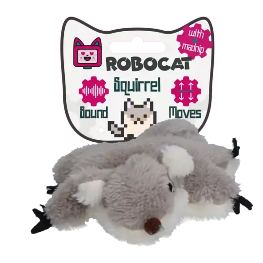 Robocat Squirrel Interaktiv Katteleke – Bevegelig ekorn med lyd og Madnip