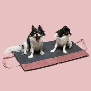 Sammenleggbar reiseseng til hund grå/rosa